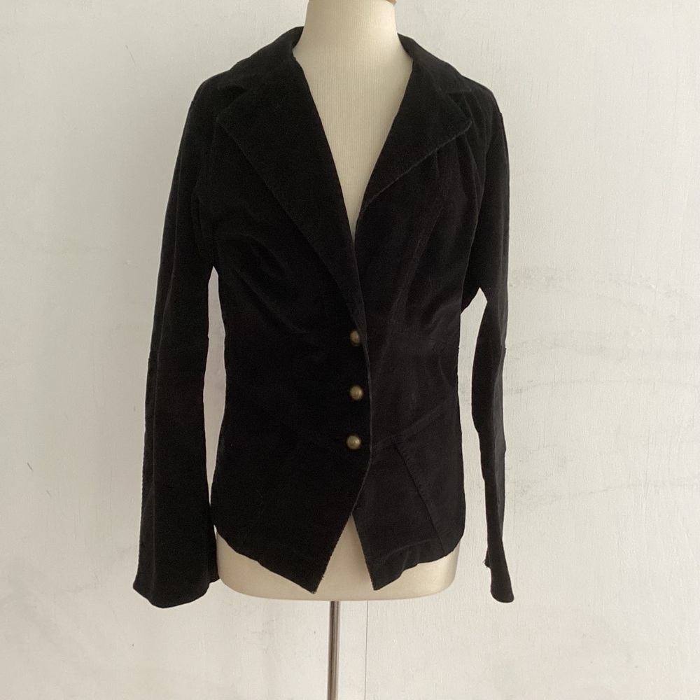Faded Glory Black”Soot” Fitted 3 Button Unlined Slightly Flared Sleeve Blazer 1X